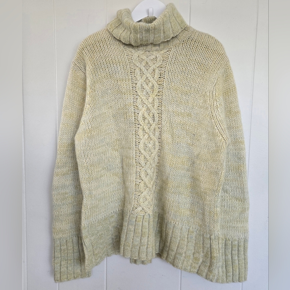 Lambswool, Rabbit Hair, Sarah Spencer Cable Knit Turtleneck Sweater